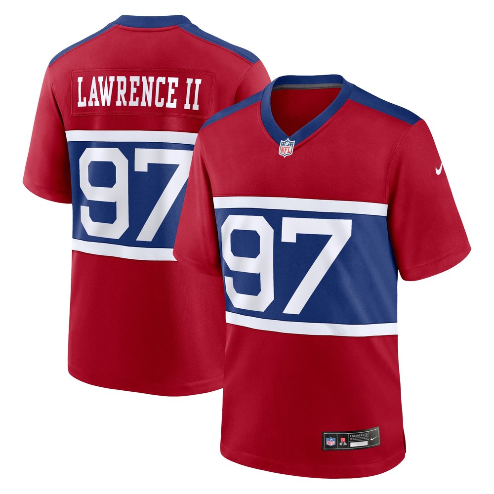 Men's New York Giants Dexter Lawrence II Century Red Alternate Player Game Jersey 