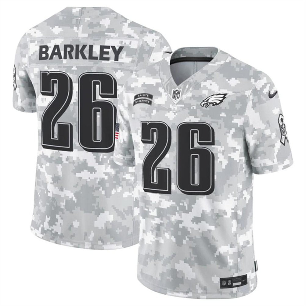 Men's Philadelphia Eagles #26 Saquon Barkley 2024 F.U.S.E Arctic Camo Salute to Service Limited Stitched Football Jersey 
