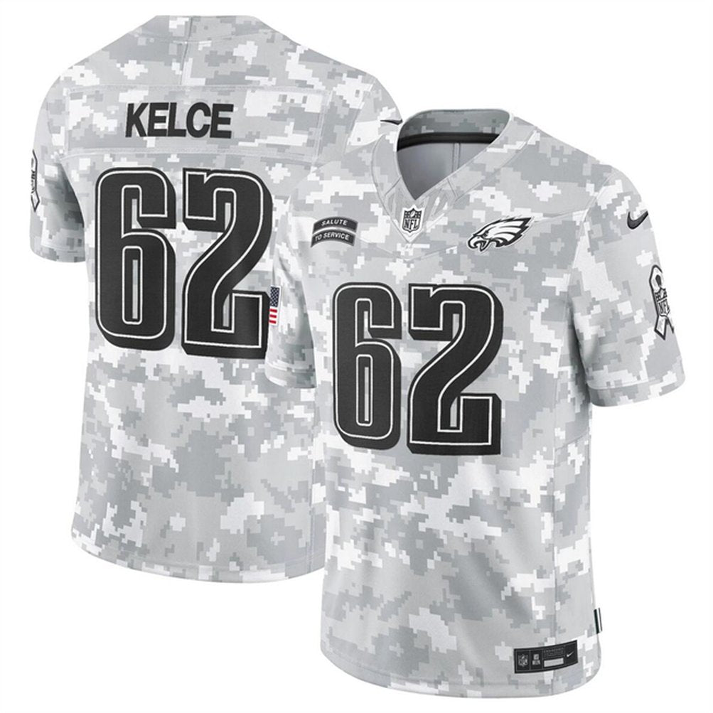 Men's Philadelphia Eagles #62 Jason Kelce 2024 F.U.S.E Arctic Camo Salute to Service Limited Stitched Football Jersey 