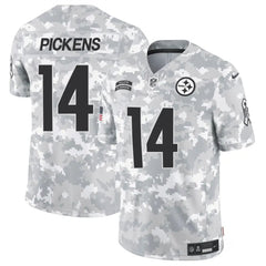 Men's Pittsburgh Steelers #14 George Pickens 2024 F.U.S.E Arctic Camo Salute to Service Limited Stitched Football Jersey 