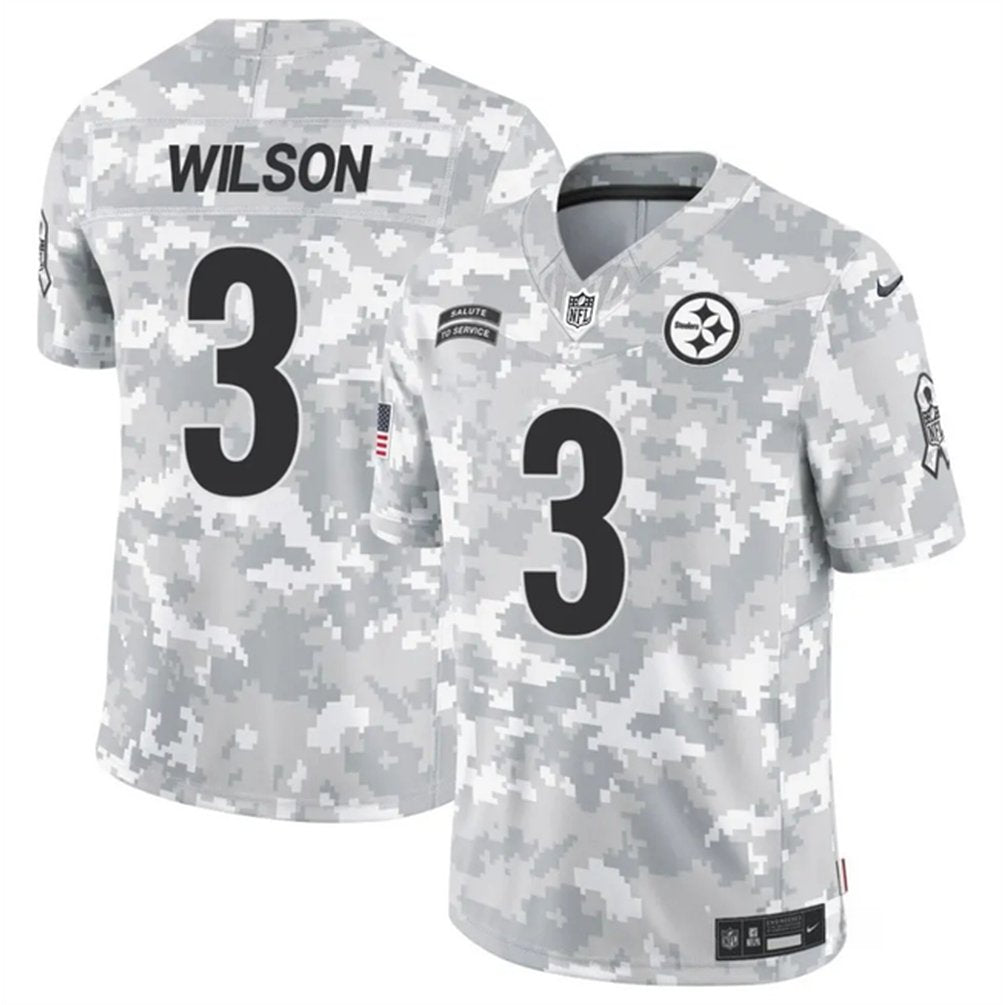 Men's Pittsburgh Steelers #3 Russell Wilson 2024 F.U.S.E Arctic Camo Salute to Service Limited Stitched Football Jersey 