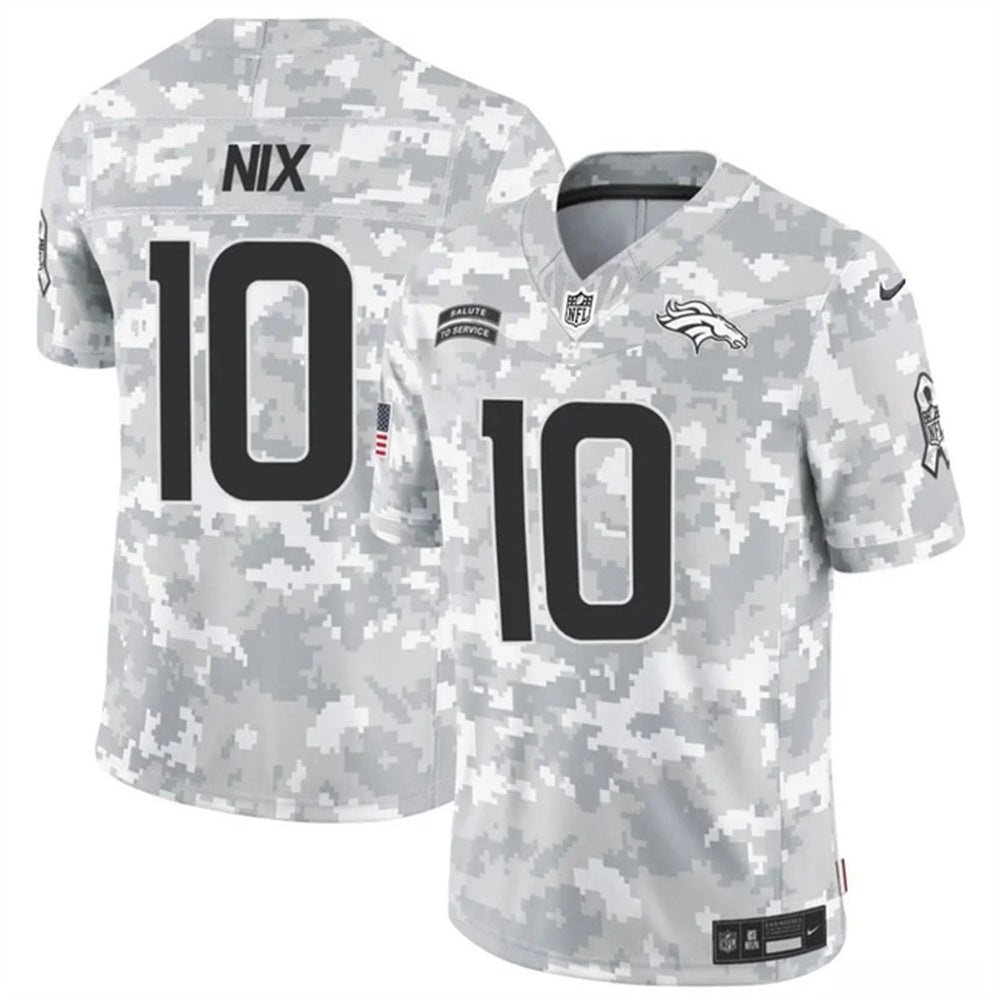 Men's Denver Broncos #10 Bo Nix 2024 F.U.S.E Arctic Camo Salute to Service Limited Stitched Football Jersey 