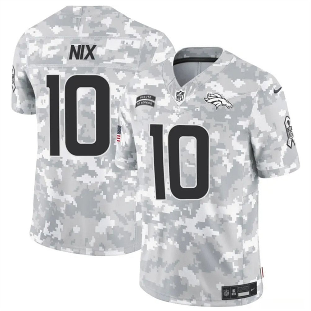 Men's Denver Broncos #10 Bo Nix 2024 F.U.S.E Arctic Camo Salute to Service Limited Stitched Football Jersey 