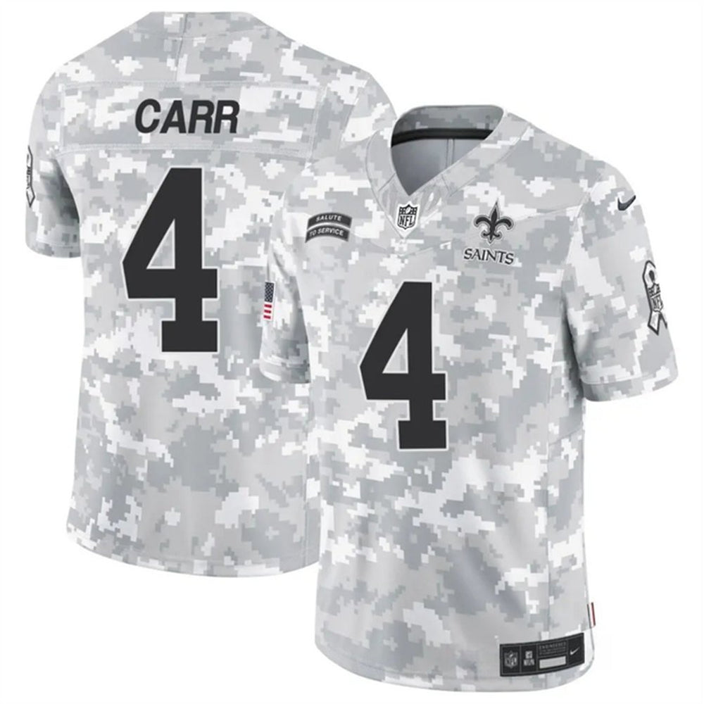 Men's New Orleans Saints #4 Derek Carr 2024 F.U.S.E Arctic Camo Salute to Service Limited Stitched Football Jersey 