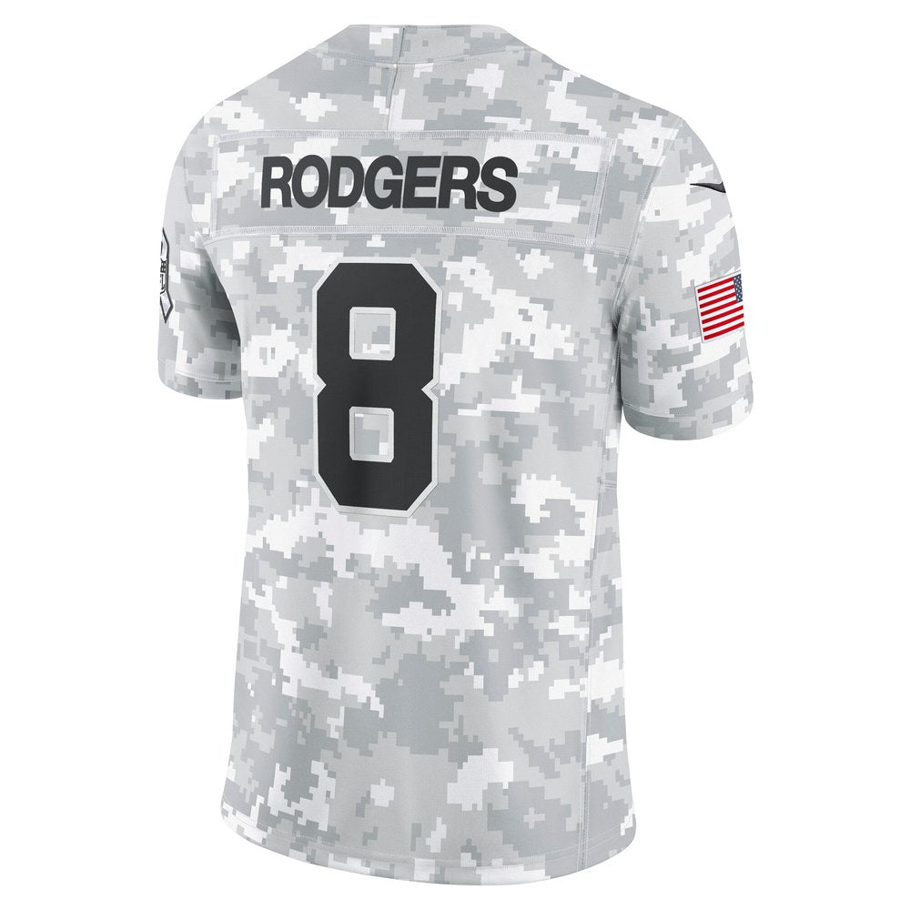 Men's New York Jets Aaron Rodgers Arctic Camo 2024 Salute to Service Limited Jersey 