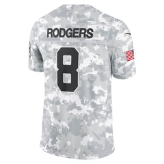 Men's New York Jets Aaron Rodgers Arctic Camo 2024 Salute to Service Limited Jersey 