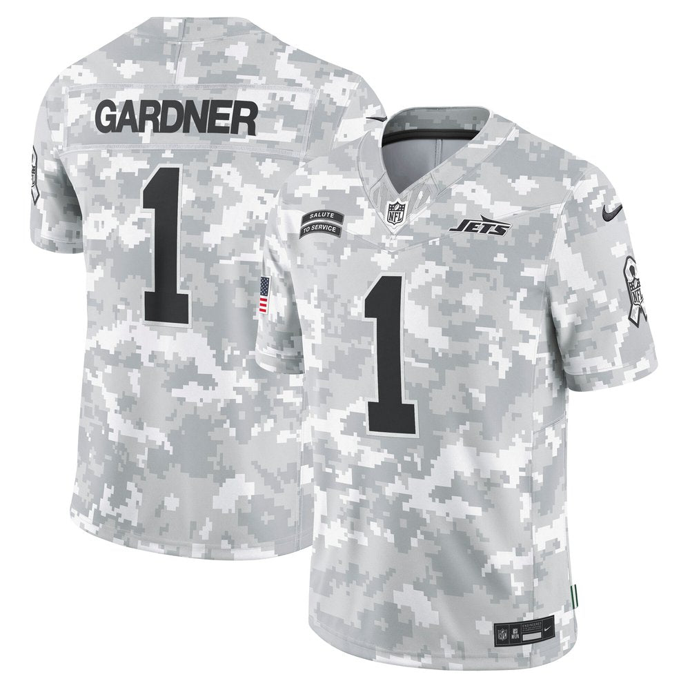 Men's New York Jets Sauce Gardner Arctic Camo 2024 Salute to Service Limited Jersey 