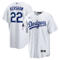 Men's Los Angeles Dodgers Clayton Kershaw White 2024 World Series Champions Home Replica Player Jersey