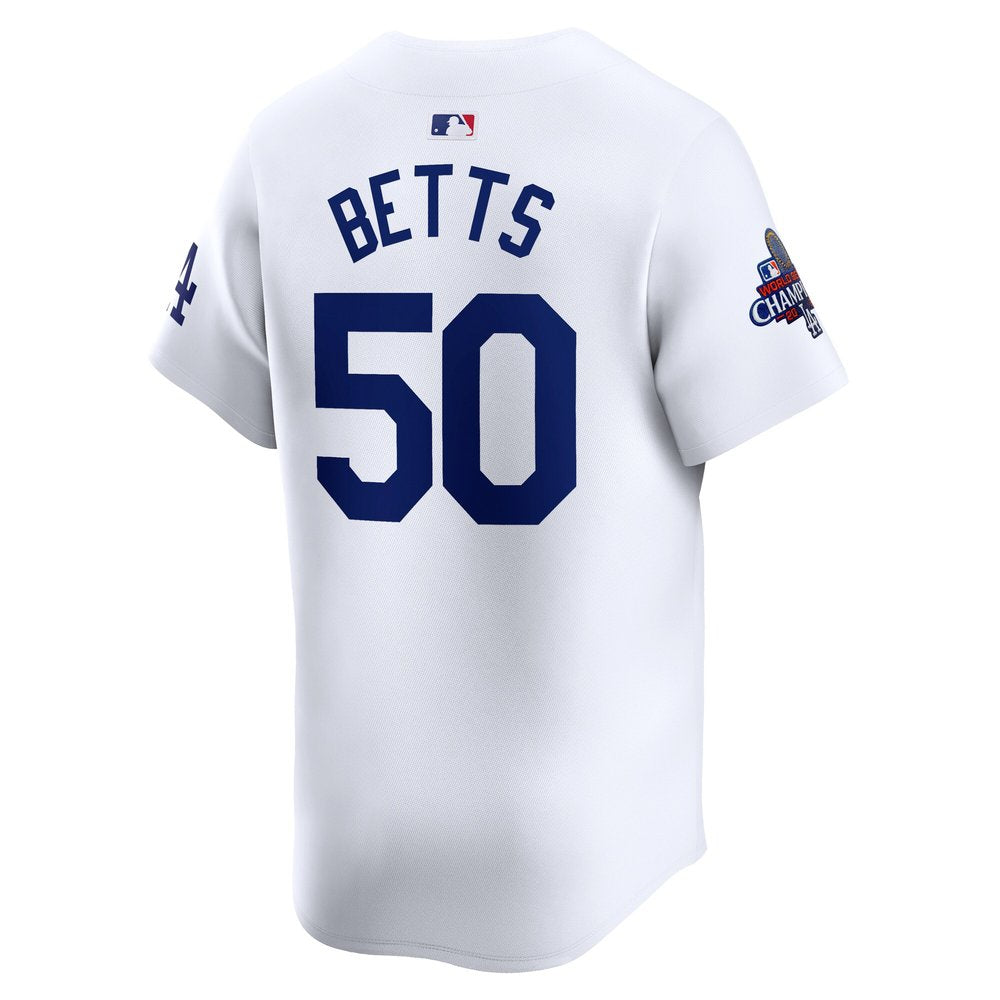 Men's Los Angeles Dodgers Mookie Betts White 2024 World Series Champions Home Limited Player Jersey