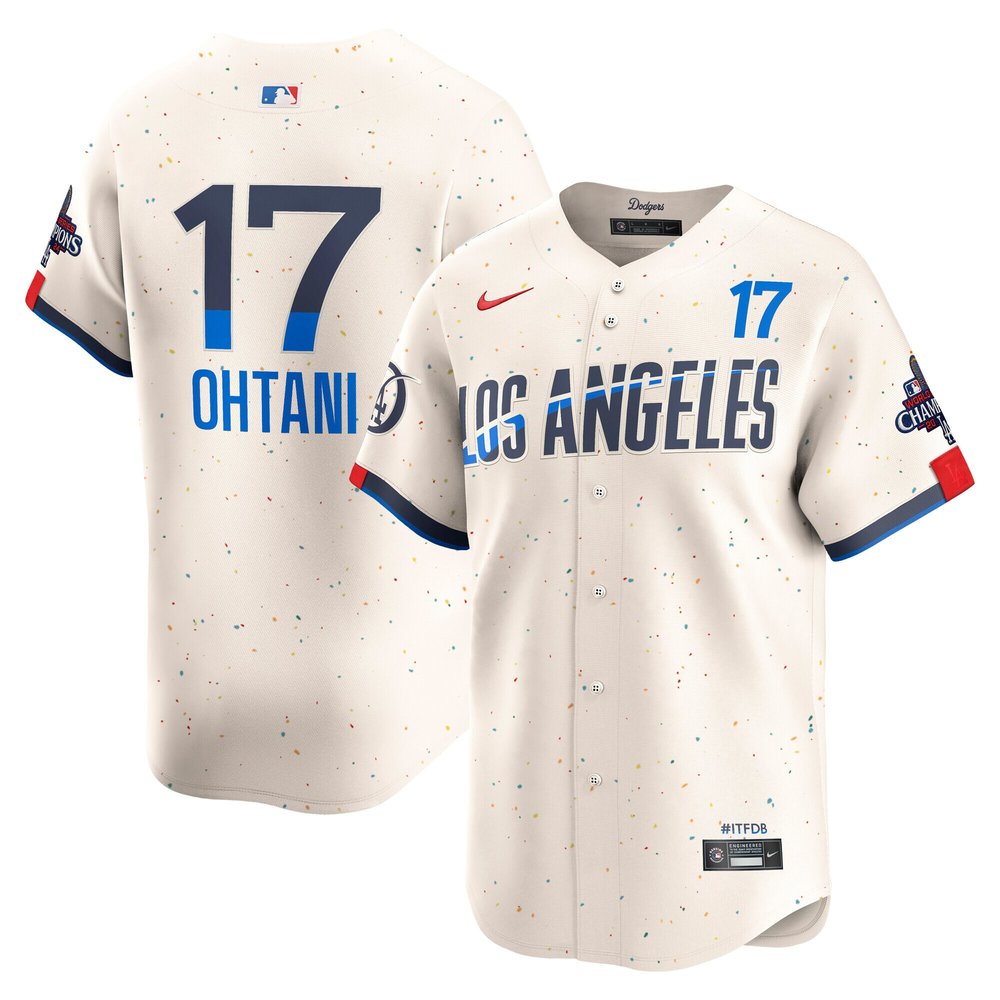 Men's Los Angeles Dodgers Shohei Ohtani Cream 2024 World Series Champions City Connect Limited Player Jersey