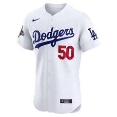 Men's Los Angeles Dodgers Mookie Betts White 2024 World Series Champions Home Elite Player Jersey