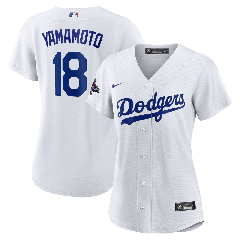 Women's Los Angeles Dodgers Yoshinobu Yamamoto White 2024 World Series Champions Home Replica Player Jersey