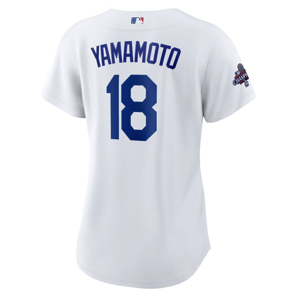 Women's Los Angeles Dodgers Yoshinobu Yamamoto White 2024 World Series Champions Home Replica Player Jersey