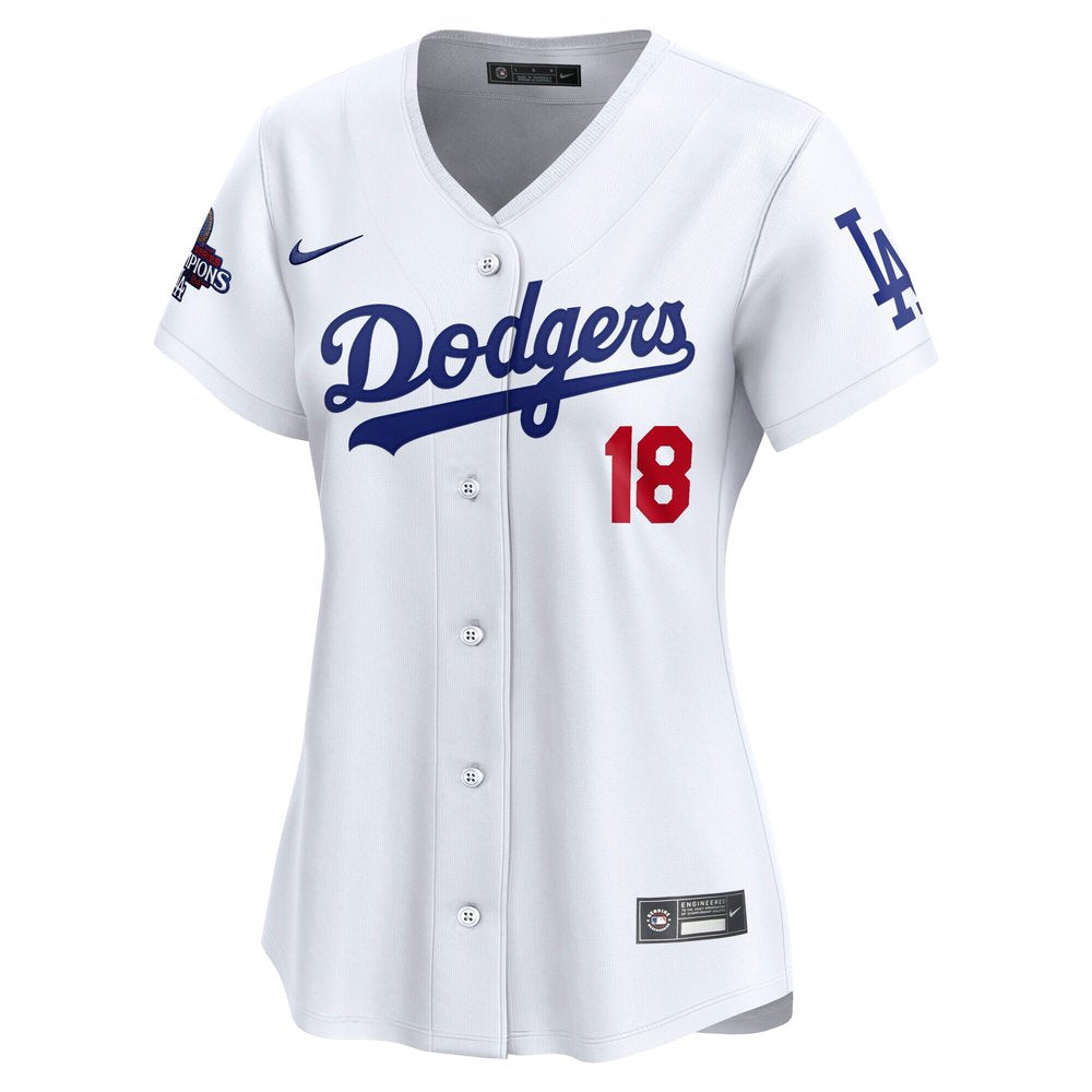 Women's Los Angeles Dodgers Yoshinobu Yamamoto White 2024 World Series Champions Japanese Characters Limited Player Jersey