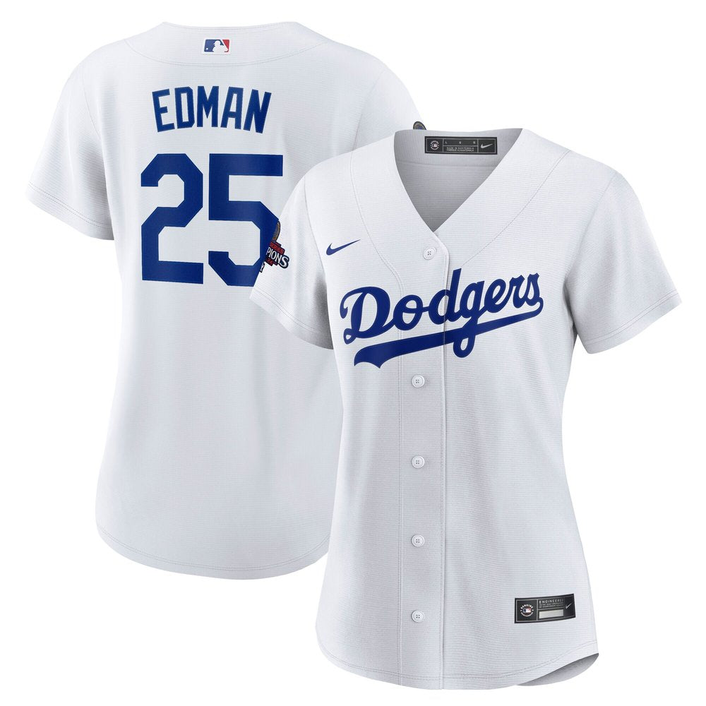 Women's Los Angeles Dodgers Tommy Edman White 2024 World Series Champions Home Replica Player Jersey