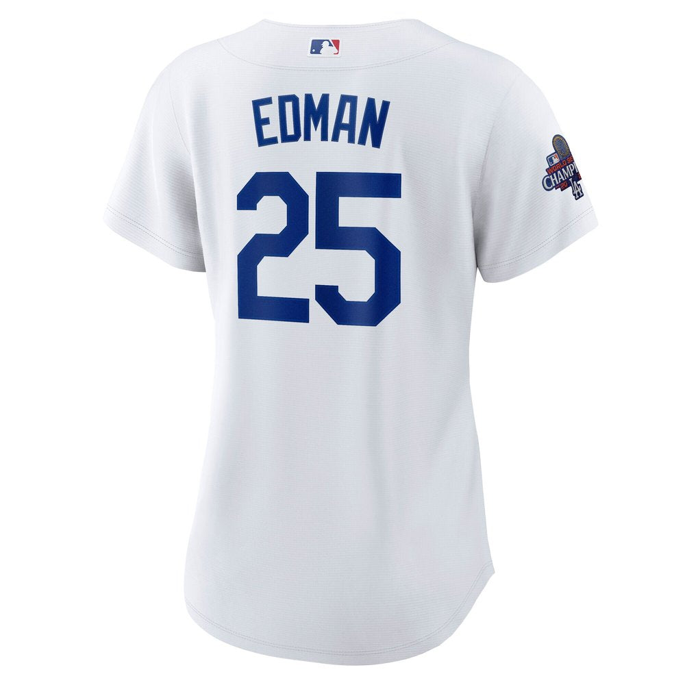 Women's Los Angeles Dodgers Tommy Edman White 2024 World Series Champions Home Replica Player Jersey