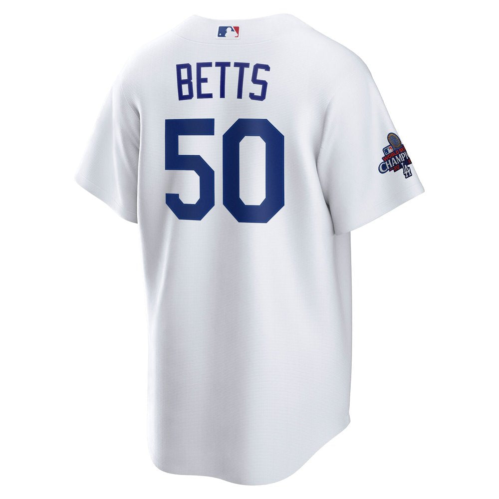 Men's Los Angeles Dodgers Mookie Betts White 2024 World Series Champions Big &Tall Replica Player Jersey