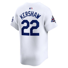 Men's Los Angeles Dodgers Clayton Kershaw White 2024 World Series Champions Home Limited Player Jersey