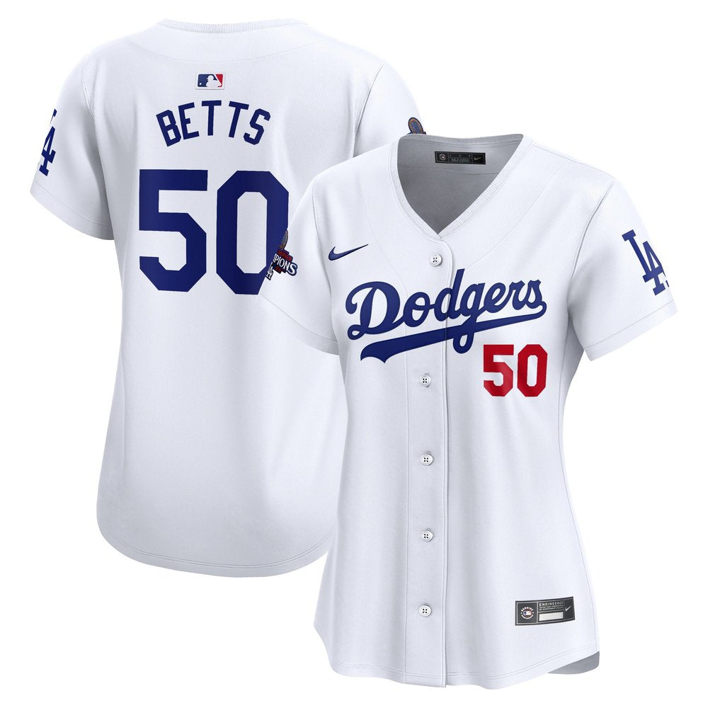Women's Los Angeles Dodgers Mookie Betts White 2024 World Series Champions Home Limited Player Jersey