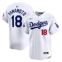 Men's Los Angeles Dodgers Yoshinobu Yamamoto White 2024 World Series Champions Home Limited Player Jersey