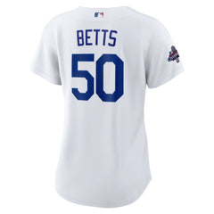 Women's Los Angeles Dodgers Mookie Betts White 2024 World Series Champions Home Replica Player Jersey