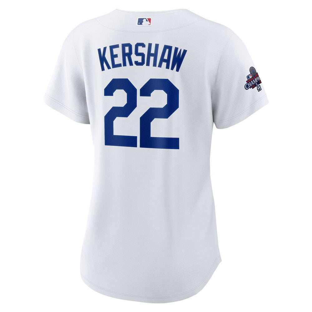 Women's Los Angeles Dodgers Clayton Kershaw White 2024 World Series Champions Home Replica Player Jersey
