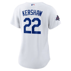 Women's Los Angeles Dodgers Clayton Kershaw White 2024 World Series Champions Home Replica Player Jersey