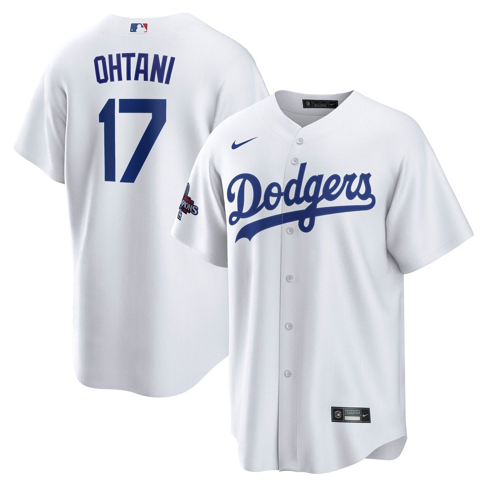 Men's Los Angeles Dodgers Shohei Ohtani White 2024 World Series Champions Big &Tall Replica Player Jersey
