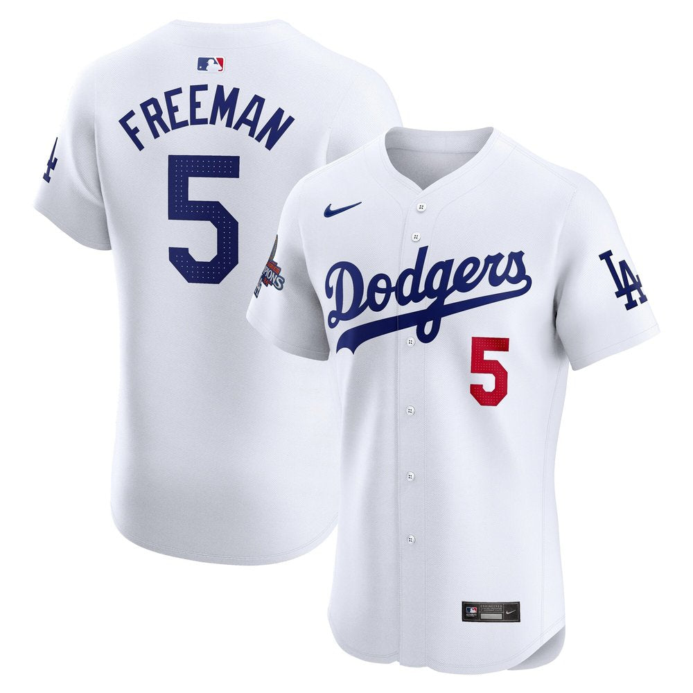 Men's Los Angeles Dodgers Freddie Freeman White 2024 World Series Champions Home Elite Player Jersey