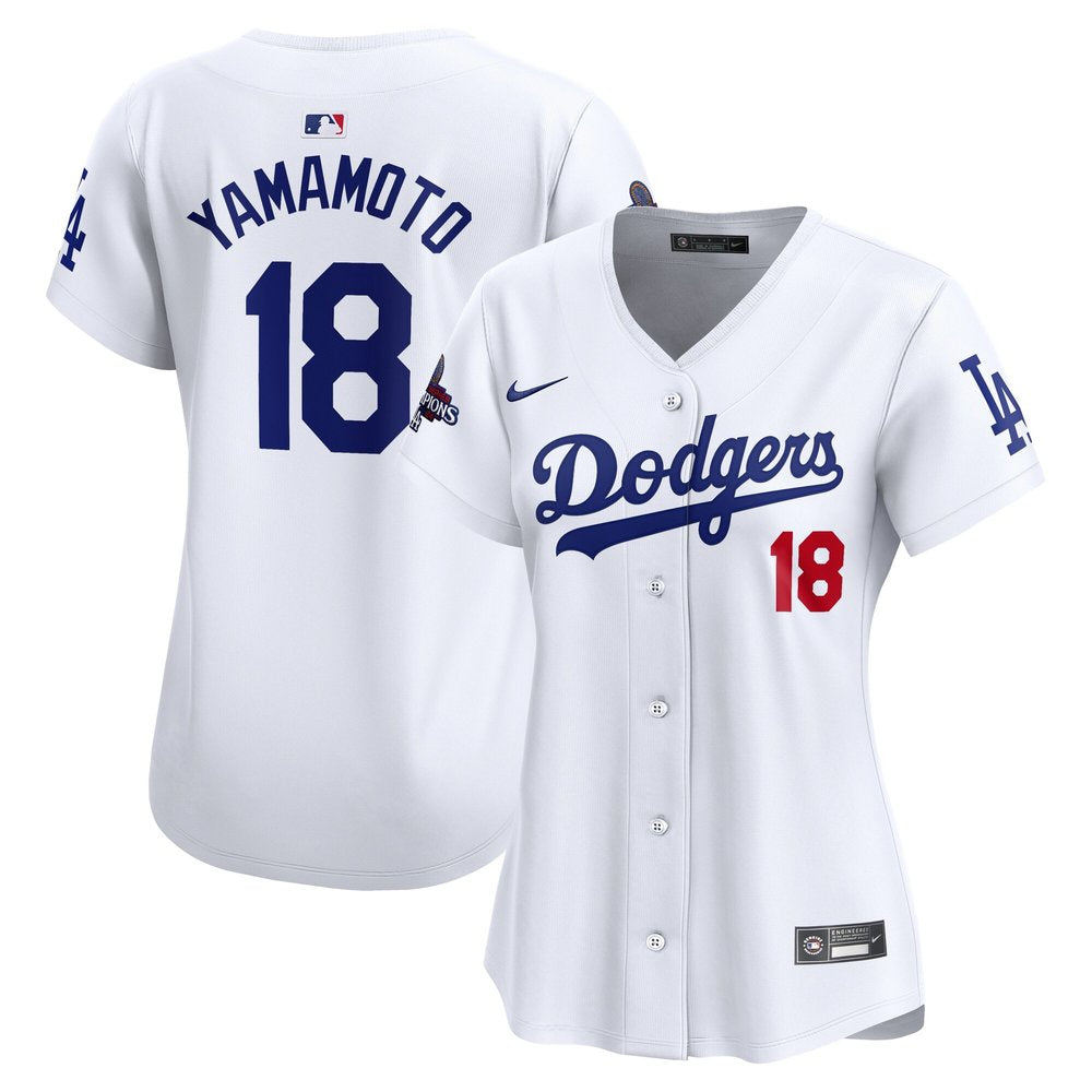Women's Los Angeles Dodgers Yoshinobu Yamamoto White 2024 World Series Champions Home Limited Player Jersey