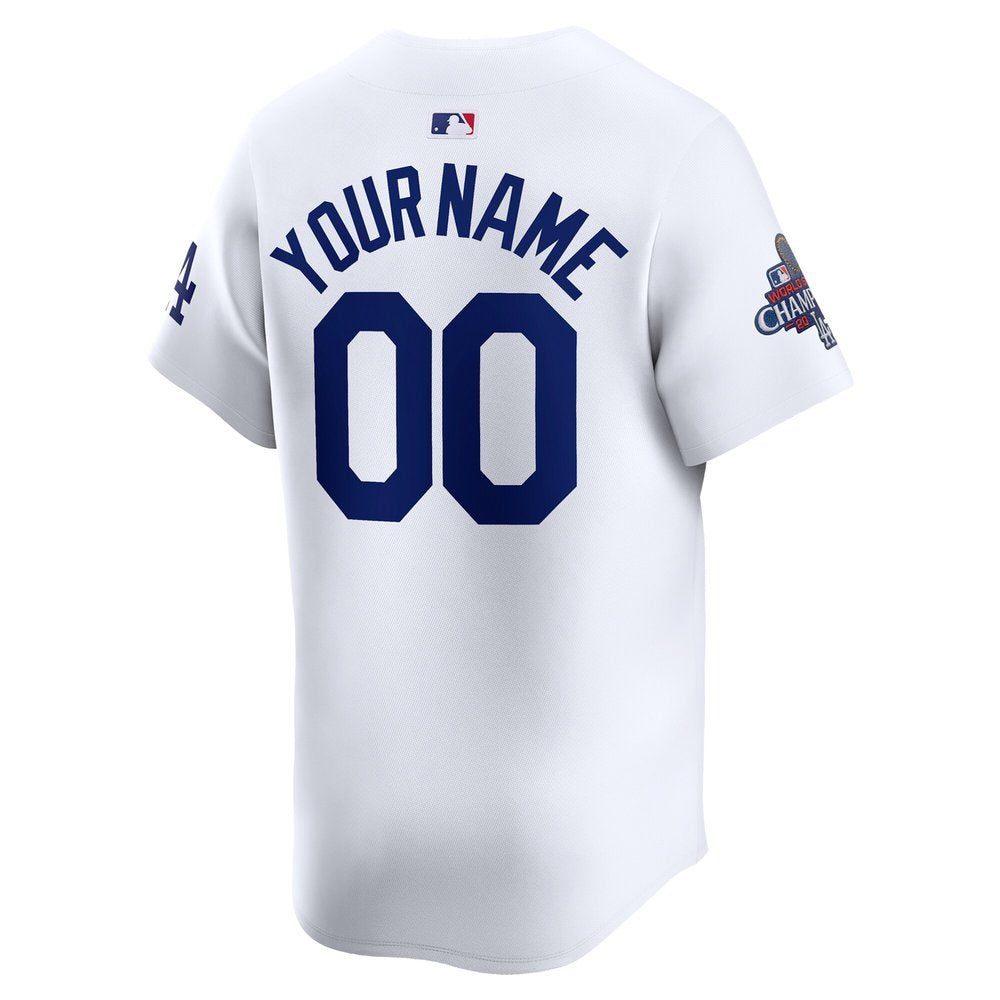Men's Los Angeles Dodgers White 2024 World Series Champions Home Custom Limited Jersey