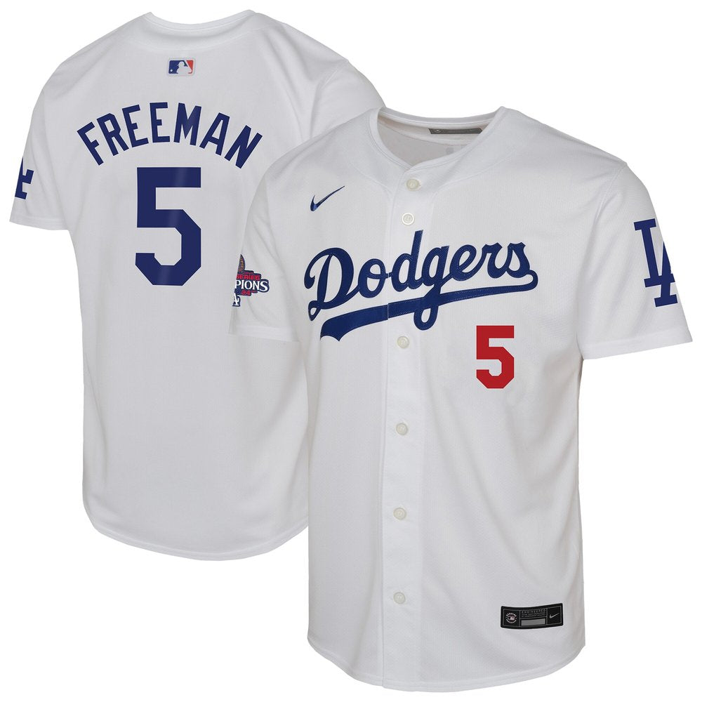 Youth Los Angeles Dodgers Freddie Freeman White 2024 World Series Champions Limited Player Jersey