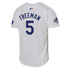 Youth Los Angeles Dodgers Freddie Freeman White 2024 World Series Champions Limited Player Jersey