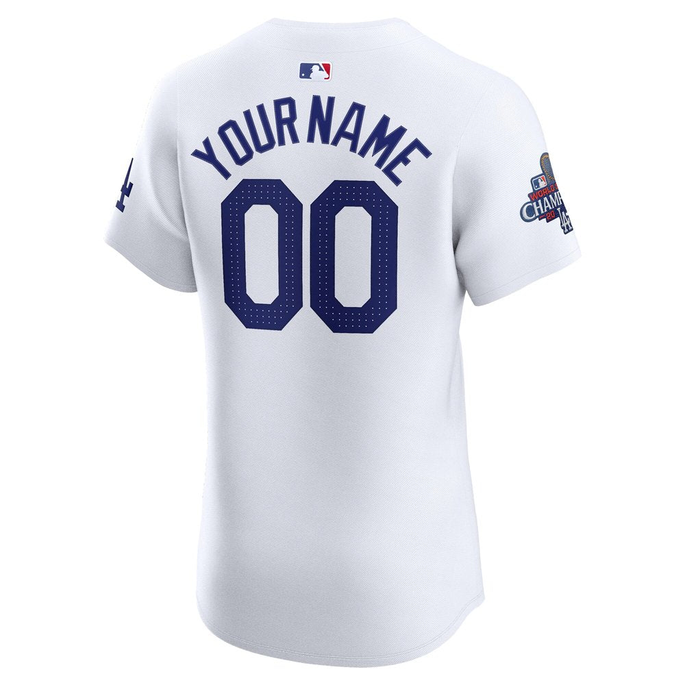 Men's Los Angeles Dodgers White 2024 World Series Champions Home Elite Custom Jersey