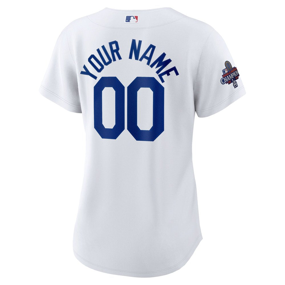 Women's Los Angeles Dodgers White 2024 World Series Champions Home Custom Replica Jersey