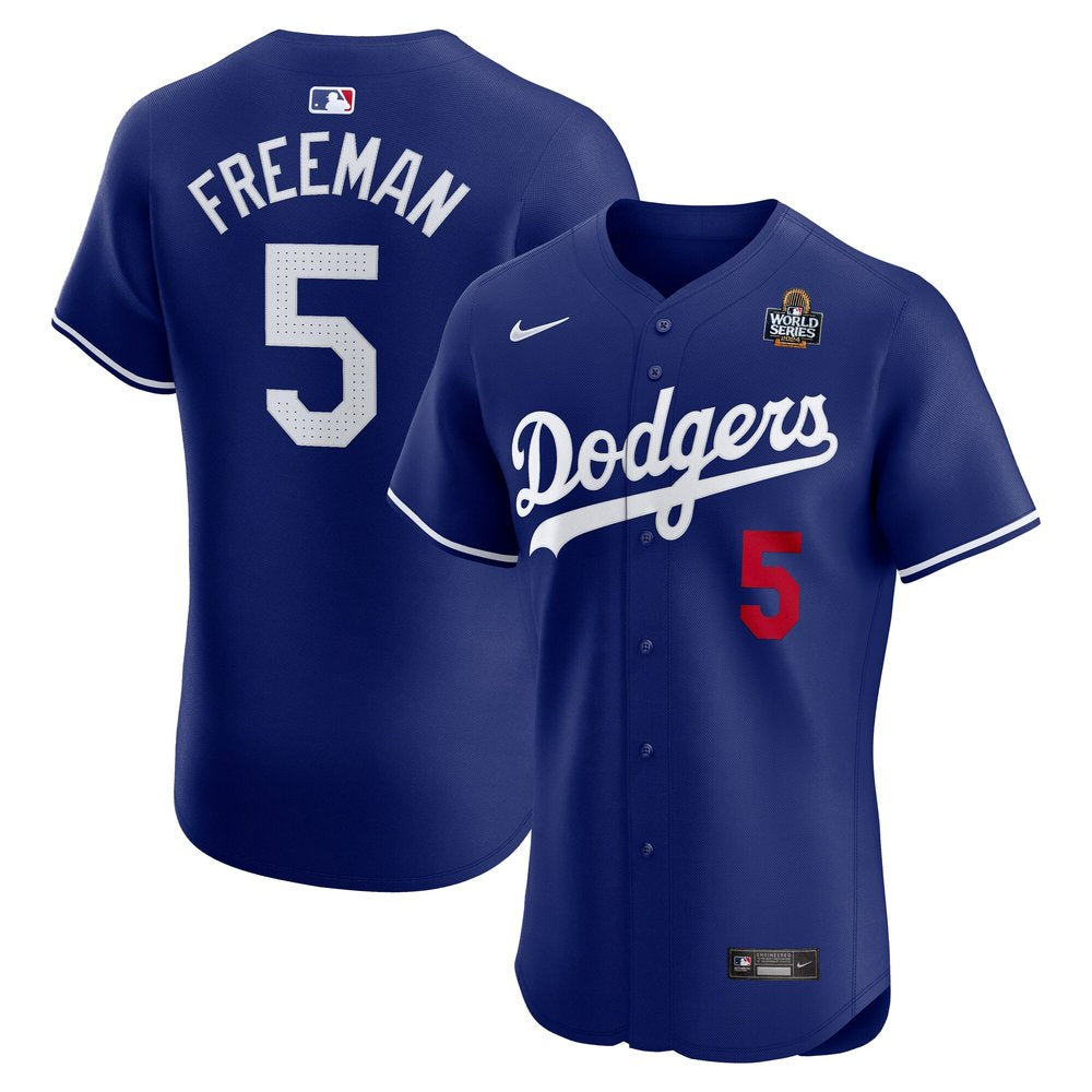 Men's Los Angeles Dodgers Freddie Freeman Royal 2024 World Series Alternate Elite Player Jersey