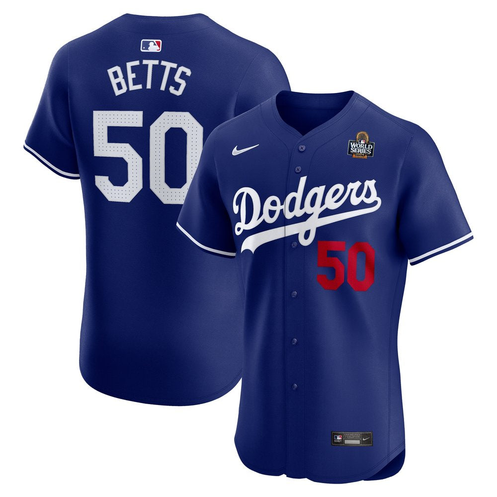 Men's Los Angeles Dodgers Mookie Betts Royal 2024 World Series Alternate Elite Player Jersey