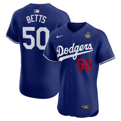 Men's Los Angeles Dodgers Mookie Betts Royal 2024 World Series Alternate Elite Player Jersey