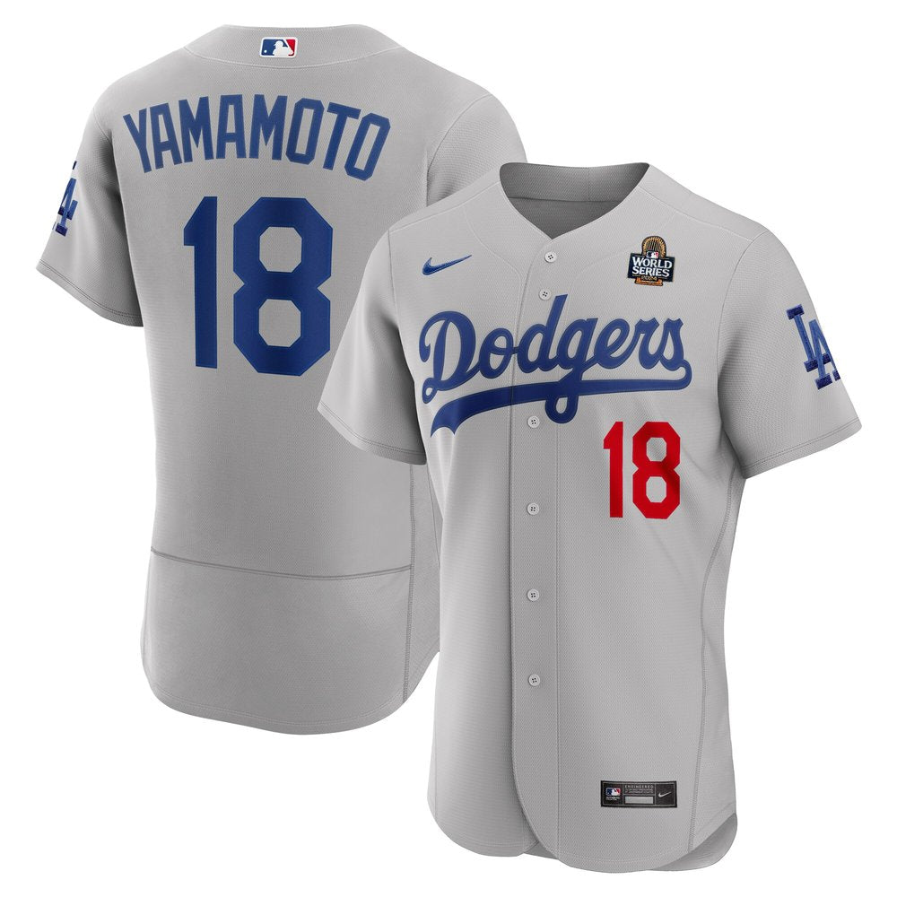 Men's Los Angeles Dodgers Yoshinobu Yamamoto Gray 2024 World Series Alternate Authentic Player Jersey