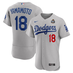 Men's Los Angeles Dodgers Yoshinobu Yamamoto Gray 2024 World Series Alternate Authentic Player Jersey