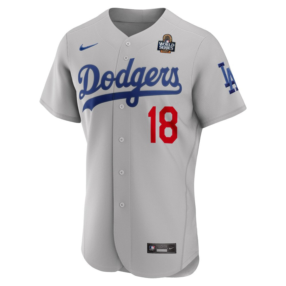 Men's Los Angeles Dodgers Yoshinobu Yamamoto Gray 2024 World Series Alternate Authentic Player Jersey