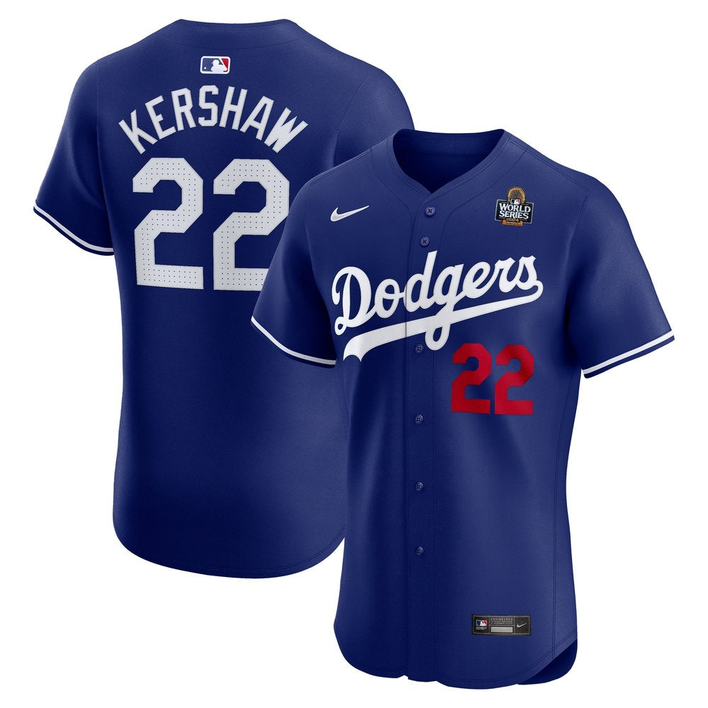 Men's Los Angeles Dodgers Clayton Kershaw Royal 2024 World Series Alternate Elite Player Jersey