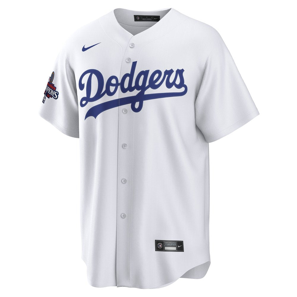 Men's Los Angeles Dodgers Shohei Ohtani White 2024 World Series Champions Home Japanese Characters Replica Player Jersey