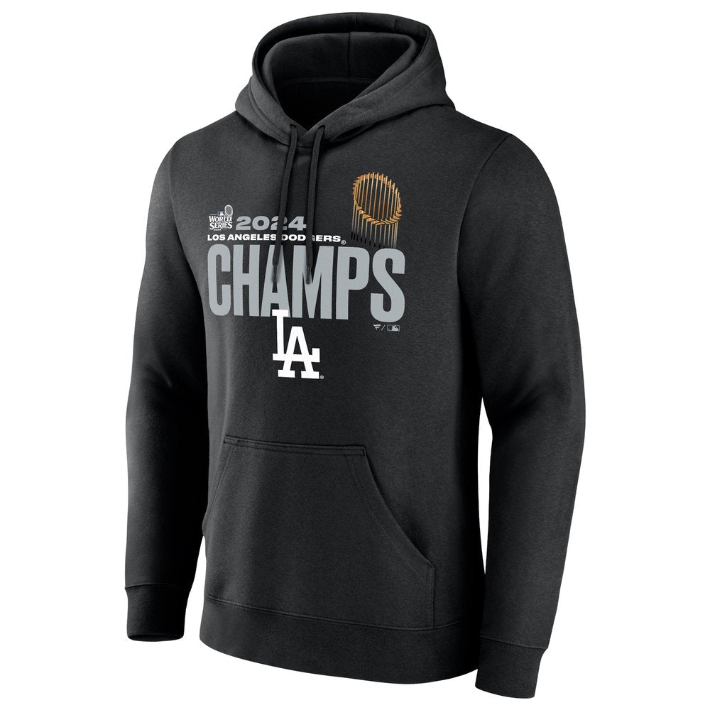 Men's Los Angeles Dodgers Black 2024 World Series Champions Custom Name & Number Pullover Hoodie