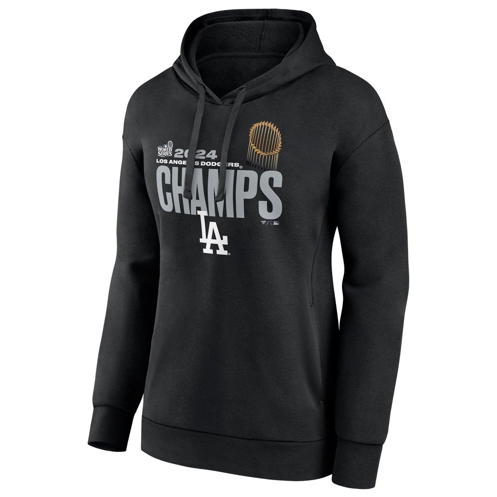 Women's Los Angeles Dodgers Black 2024 World Series Champions Custom Name & Number Pullover Hoodie