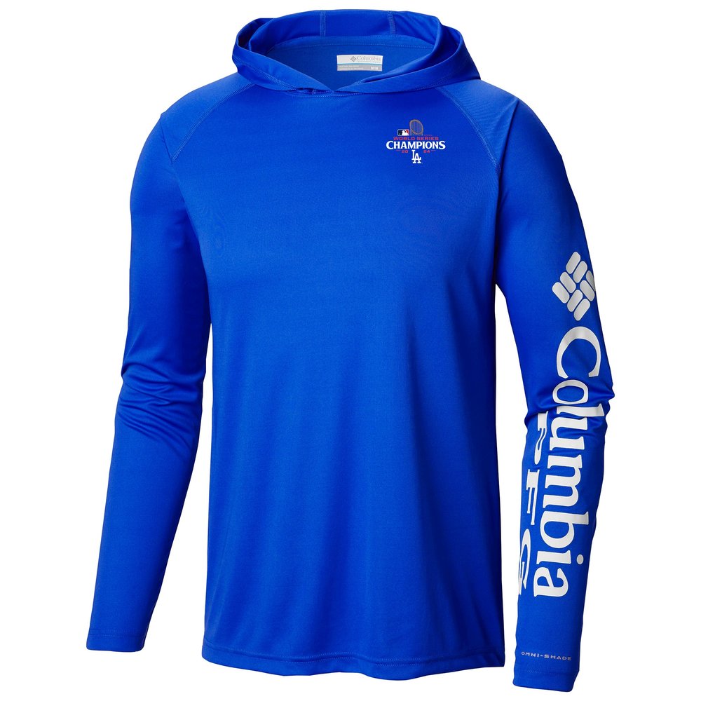 Men's Los Angeles Dodgers Columbia Royal 2024 World Series Champions Terminal Tackle Omni-Wick? Raglan Pullover Hoodie