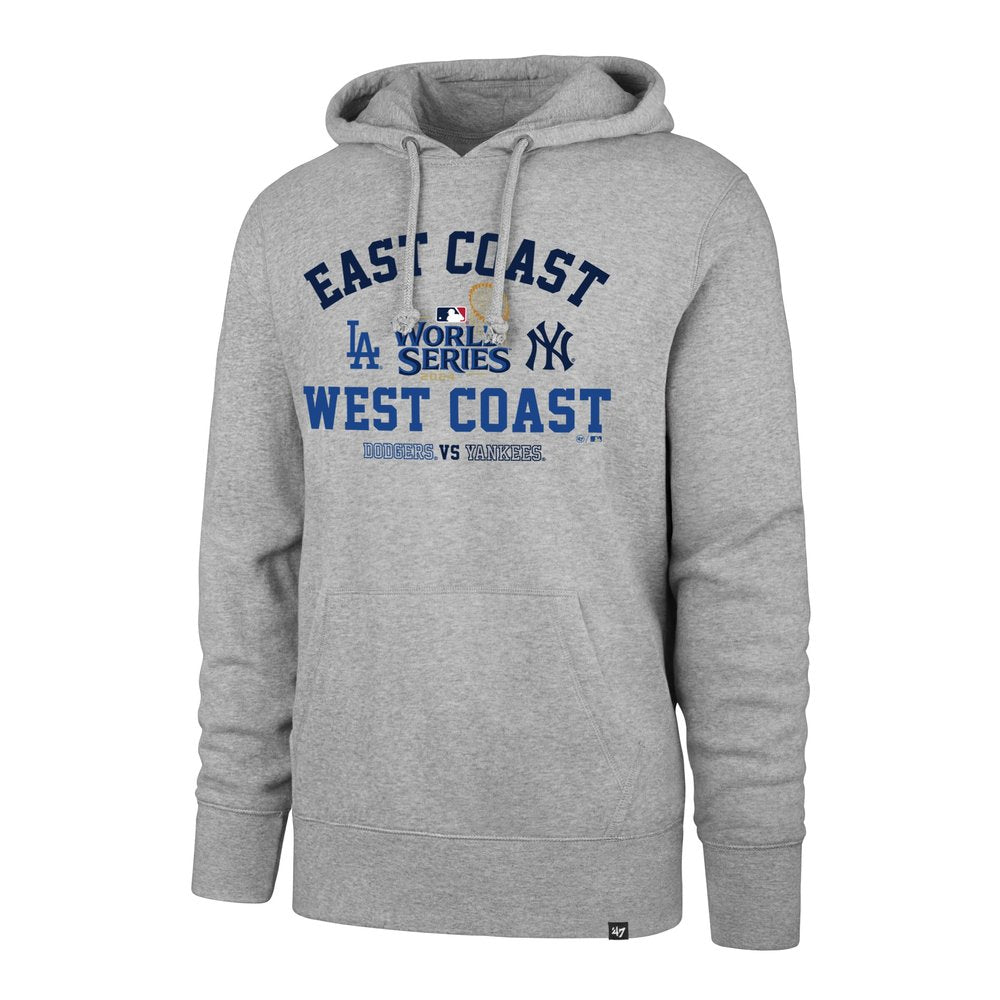 Men's Los Angeles Dodgers vs. New York Yankees '47 Gray 2024 World Series Matchup Pullover Hoodie