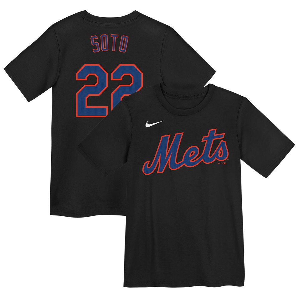 Youth New York Mets Juan Soto Black Name & Number T-Shirt