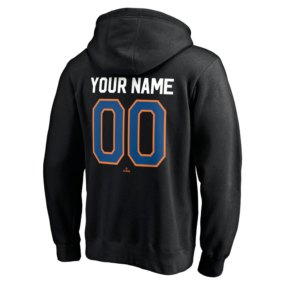 Men's New York Mets Black Cooperstown Winning Streak Alternate Custom Name & Number Pullover Hoodie
