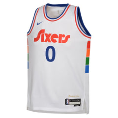 Youth Philadelphia 76ers Tyrese Maxey White 2024/25 Swingman Player Jersey - City Edition